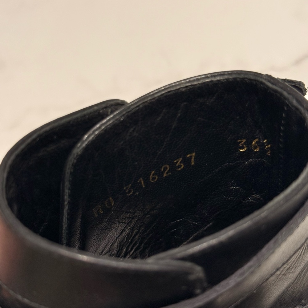 Saint Laurent Black Leather Ankle Booties with Buckle Straps - Picture 11 of 12